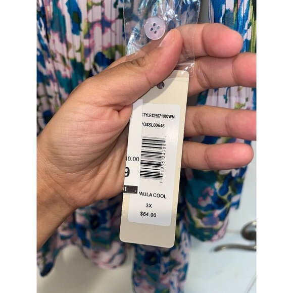 NWT Sunny Leigh Womens Button-Up Floral Blouse 3X Multicolor - Picture 5 of 10